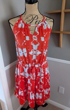 Collective Concepts Womens Red Orange Tiered Sleeveless Dress Size M