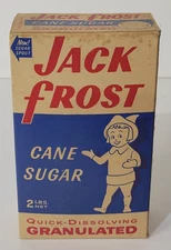 Jack Frost Cane Sugar Box Cardboard UNOPENED SEALED VTG 2 Lbs Spout Granulated