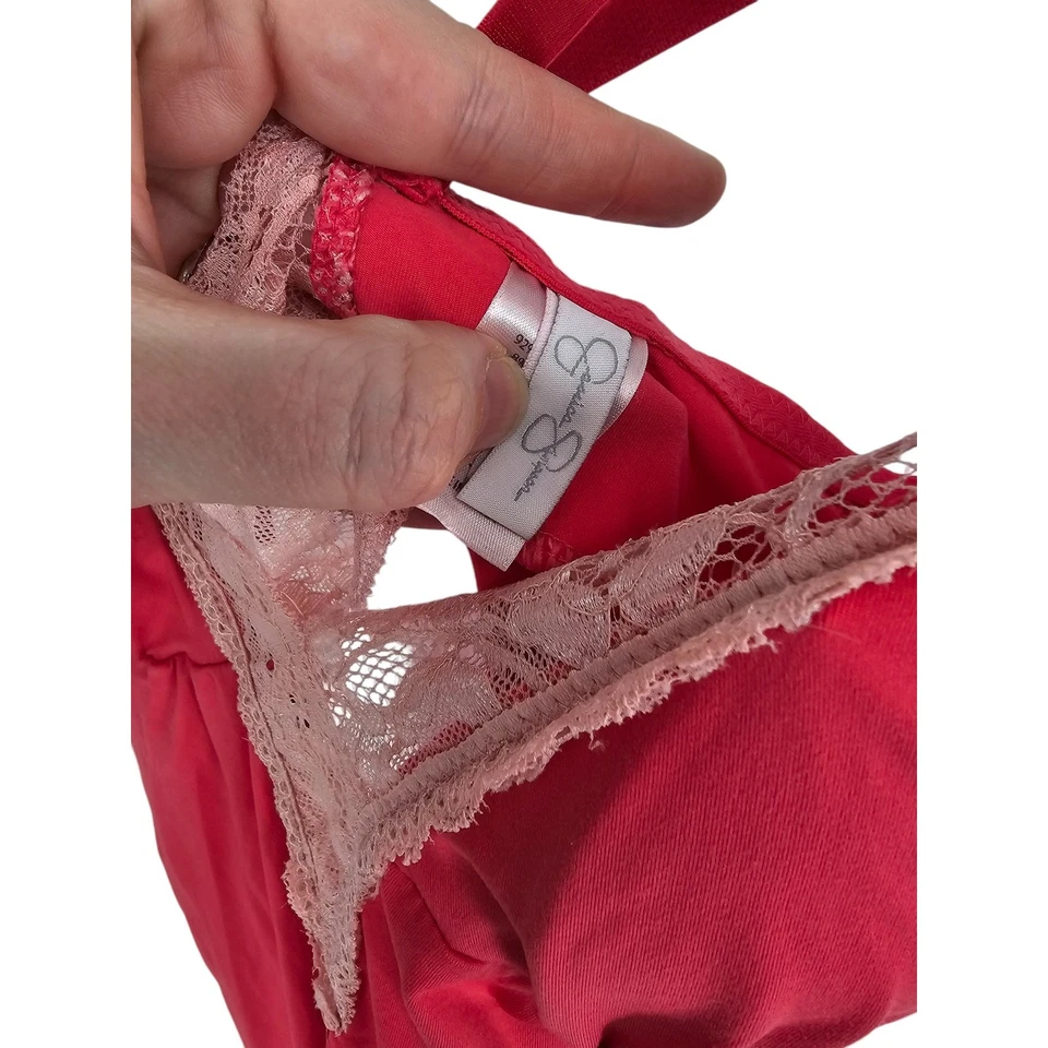 Camisón Jessica Simpson para mujer talla S rosa oscuro rosa claro ribete de encaje Foto 3 de 4