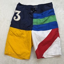 Polo Ralph Lauren Boys Swim Trunks Nautical Colorblock Flag Shorts Size 8