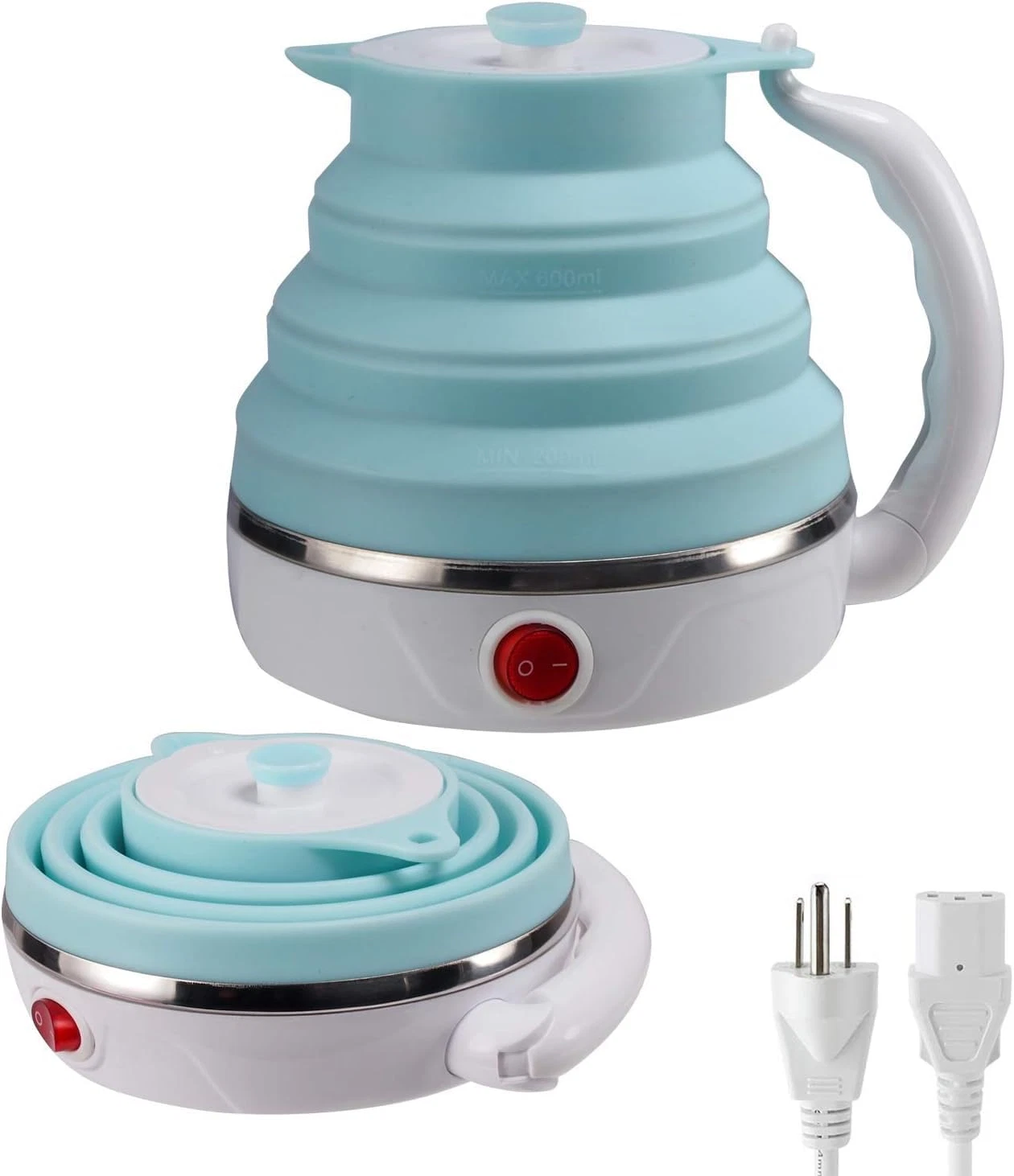 Foldable Electric Travel Kettle, Dual Voltage Portable Electric Kettle, Collpasi