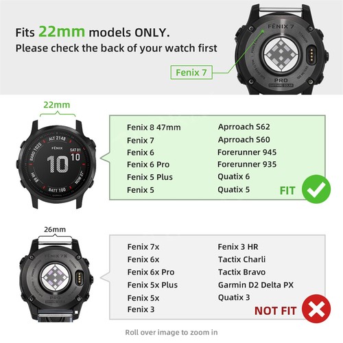 Stainless Steel Strap for Garmin Fenix E 8 AMOLED 47mm 7 6 Pro 5 Plus Metal Band - Picture 41 of 53