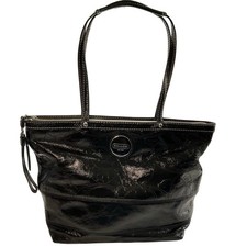 Coach Black Patent Leather Signature Satchel Purse Bag Style 15142