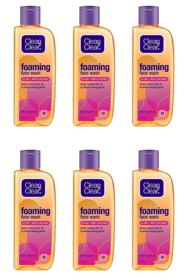 6 X Clean & Clear Foaming Face Wash 150mL Oil-Free Anti-Acne Gently Cleans Skin - image 2 of 3