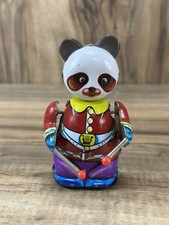 Vintage Clockwork Panda Drummer Metal Wind Up Tin Toy No Drum