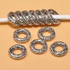 30/50/70pcs Silvery Alloy Large Hole Loose Carved Spacer Beads, Suitable