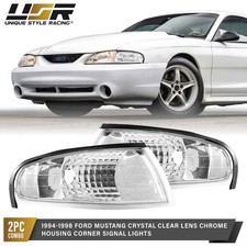 Crystal Clear Corner Light Pair For 1994-1998 Ford Mustang Gt Base Cobra Svt