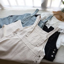 2025 Spring/summer Korean Strap Dress Women Loose Slim Straight Cowboy Dress