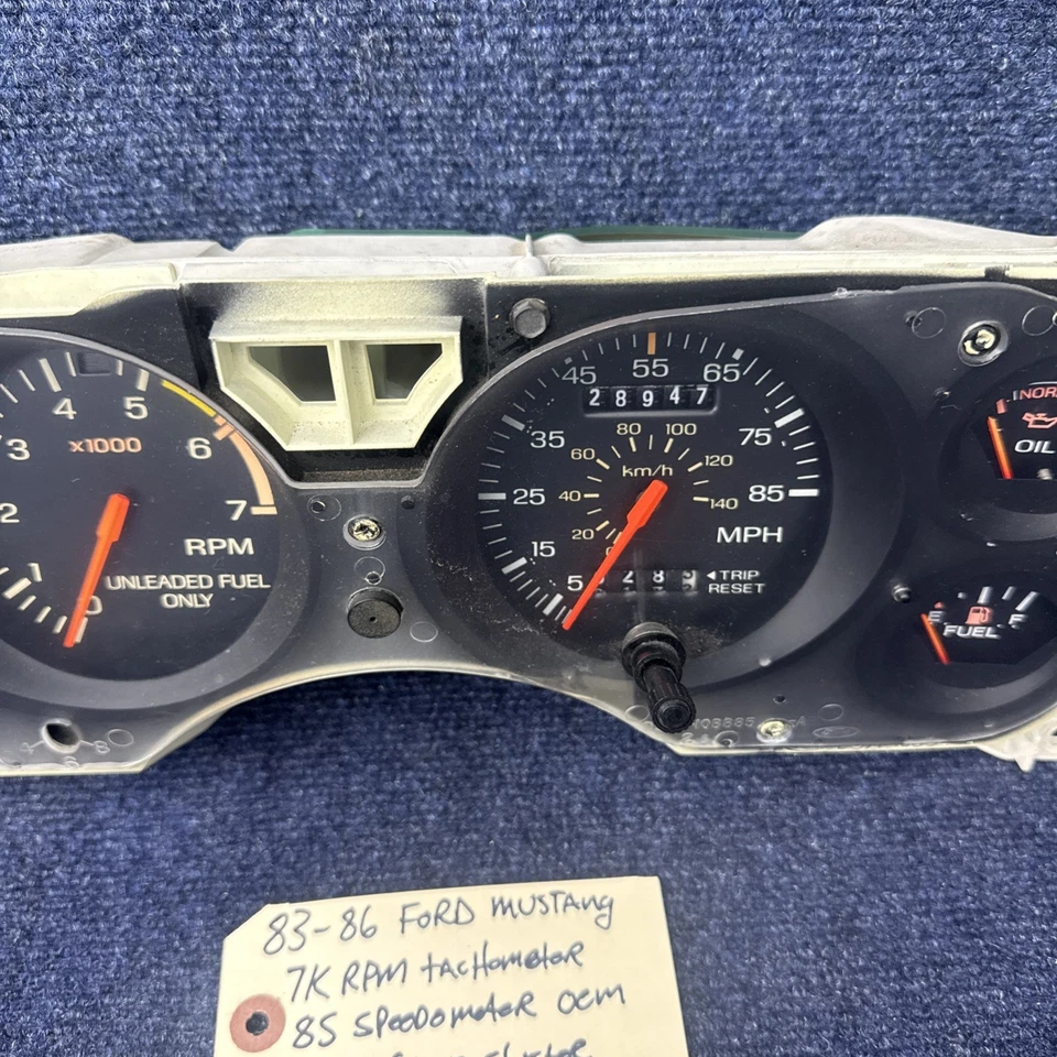 83 84 1985 1986 Ford Mustang Gauge Cluster 7 k velocímetro velocímetro velocímetro OEM GT Foto 4 de 4