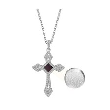 Cross Necklace Nano Bible Jewelry - Christian Pendant for Women Paved with Cu...