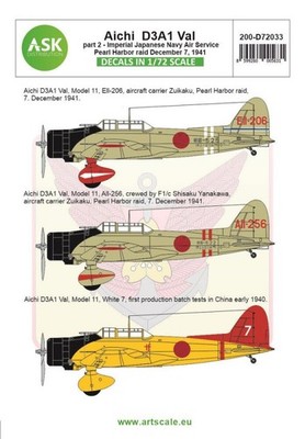 Aichi D3A1 Val part 2 - Pearl harbor raid, 7. December 1941 / 1:72