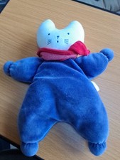 Doudou Peluche Chat Bleu Echarpe Rouge Grelot Corolle 31cm