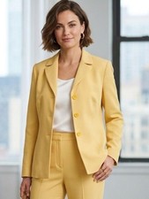 Kasper Women's Yellow Notch Collar Button Blazer, size S