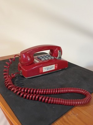   80s VINTAGE BELL SYSTEM RED CLASSIC Push Button WALL PHONE! NICE!