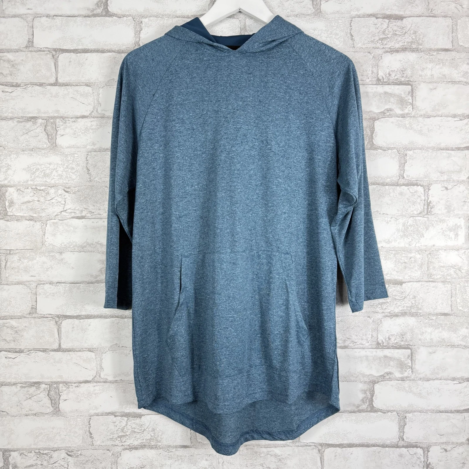 THREE SIXTY SIX Men's Blue Heather Dry Fit Lightweight Pullover Hoodie SMALL