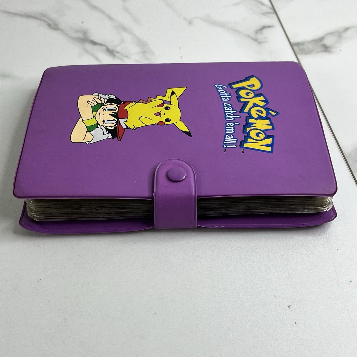 ぴかちゅうページ Vtg Pokemon Binder Purple Pikachu and Ash 33 Cards Base