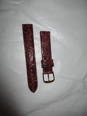 GENUINE  crocodile  exotic made usa watchstrap watch band strap 15mm brown gold