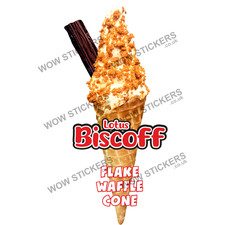 Biscoff Crumb Flake Waffle Cone Ice Cream Sticker Whippy Van (Choose Size)