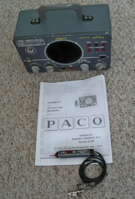 PACO Z-80 Signal Tracer w/ Manual & ORIGINAL PROBE     TESTED    WORKING