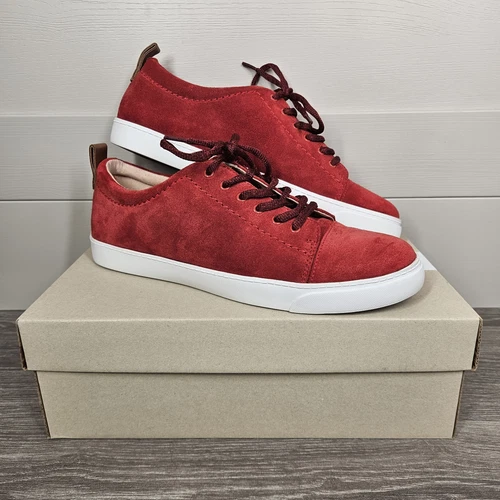 Scarpe da ginnastica donna Clarks guanto eco rosso UK 7 D pelle scamosciata stringate ballerine décolleté