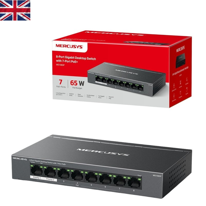 MS108GP 8-Port Desktop Gigabit PoE Switch - High Power & Long Range Ethernet