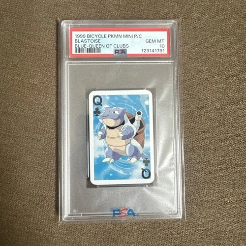1999 BICYCLE POKEMON MINI PLAYING CARDS BLUE DECK BLASTOISE PSA10 POP 33