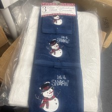 CHRISTMAS 3 PIECE TOWELS SET BEAUTIFUL LET IT SNOW  SNOWMAN BRAND NEW ADORABLE