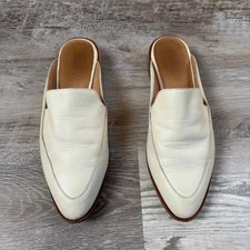 Madewell Leather Mule Loafers Cream Ivory Slip On Flats Size 8