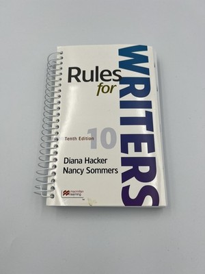 Rules For Writers 10th Edition by Diana Hacker Nancy Sommers Excellent condition