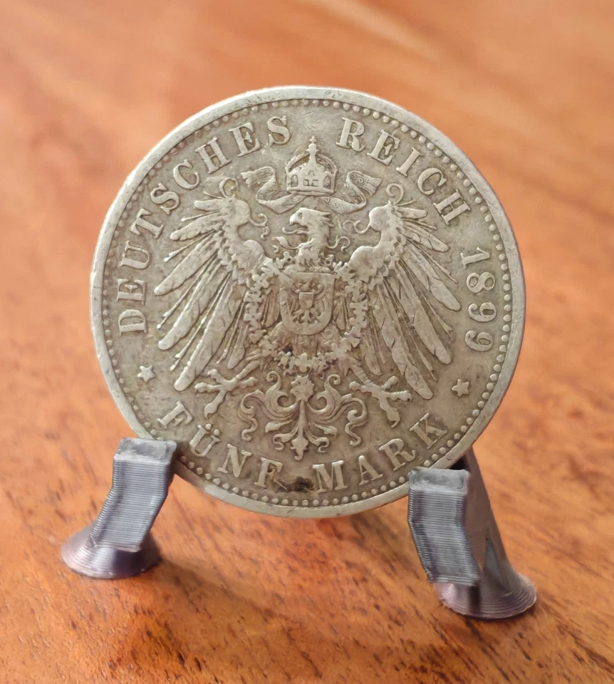 5 Mark 1899, WILHELM II DEUTSCHER KAISER KÖNIG V PREUSSEN, Silber, Münzen, Rarit - Bild 2 von 4