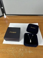Stauer Diamond Aura Necklace Earrings Set Graduated Drop Sterling Chain