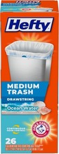 Hefty Medium Trash Bags, Ocean Water Scent, 8 Gallon, 26 Count