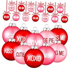 12 Pcs Valentine's Day Ball Ornaments for Tree Valentines Tree Classic Style