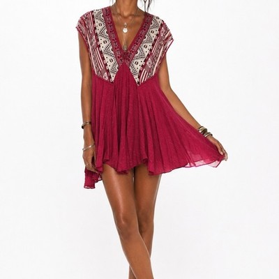 Free People Pink Boho Flowy Tunic Top Size Medium