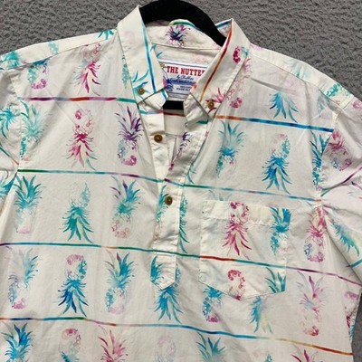 Chubbies The Nutter Shirt Mens M White Pineapples Tropical Resort Wear Colorful