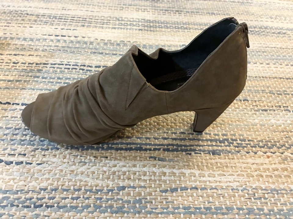 Easy Spirit Eskatama Suede Grey Peep Toe Shoes Medium 2 inch Heel Size 11 W — 第 3/4 张图片