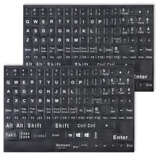 2 Pack Universal English Computer Stickers, Keyboard Replacement Letters Engl...