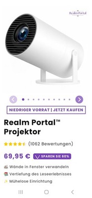 Mini Realm Portal Projektor Beamer HD WiFi Bluetooth AndroidTV Heimkino NEU