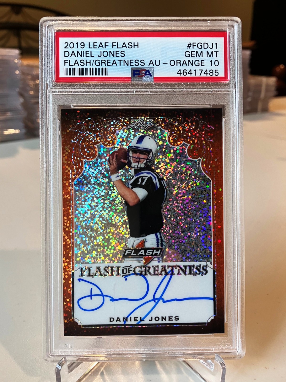 Daniel Jones Leaf Flash Flash of Greatness Autographs #FGDJ1 Orange