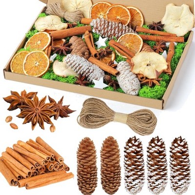 Weihnachtsdeko Naturmaterialien Adventskranz Zubehör Set Tannenzapfen Orangen...