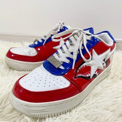A Bathing Ape Bape Sta Low M2 Red Shark Enamel Sneaker 25,5 cm guter Zustand