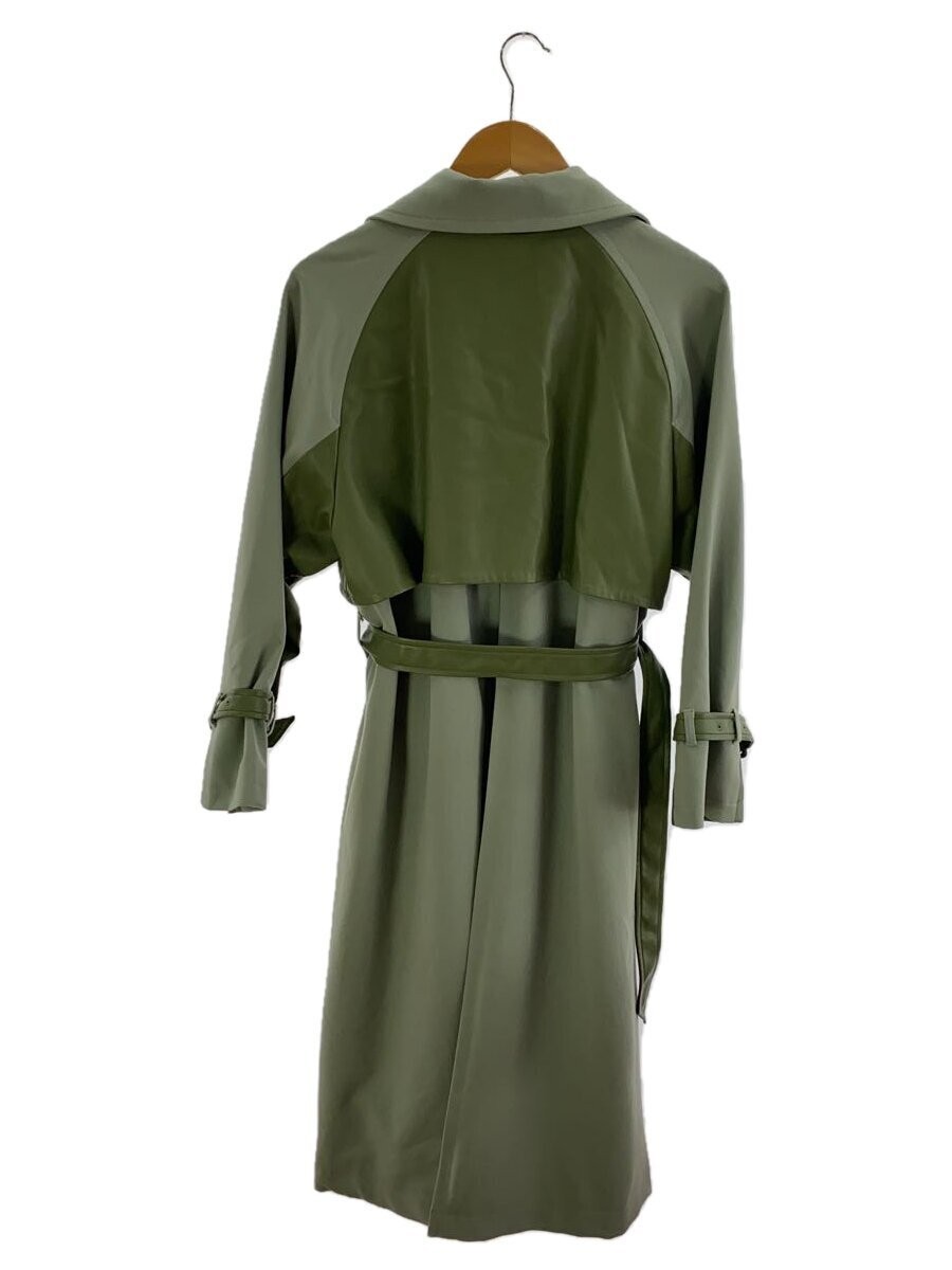 HARE Trench Coat S Polyester Solid Green Used - image 2