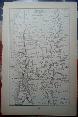 1892 Old Railroad Map SAN FRANCISCO & NORTH PACIFIC RAILWAY Train Line Routes
