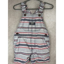 OshKosh B'gosh Overalls Kids 12M Blue Red White Striped Cotton Vestbak Shortalls
