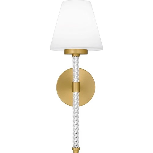Brushed Gold One Light Wall Sconce from the Quoizel Wood Collection - Picture 3 of 5