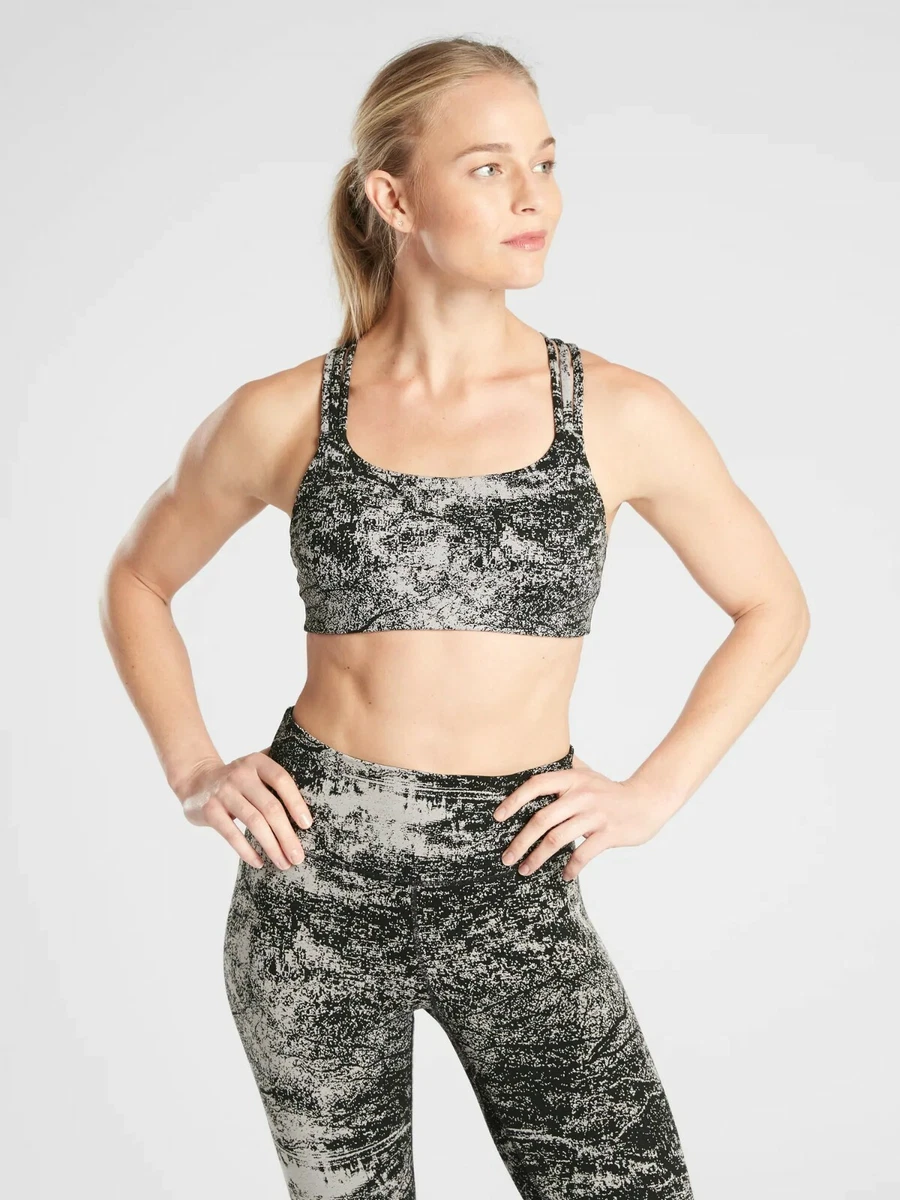 NWT Athleta A-C Hyper Focused Glades Bra, Flagstone Grey SIZE XS #486369  T0310