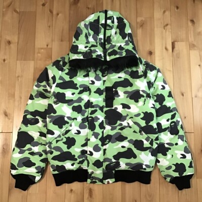 BAPE Fur Down Jacket Warm up camo green A Bathing Ape Size L | eBay
