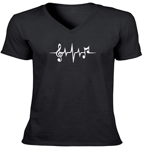 Music-Note-beat-Mens-Women-Unisex-V-Neck-Tee-T-Shirt-Gift-Shirts-Short-Sleeve
