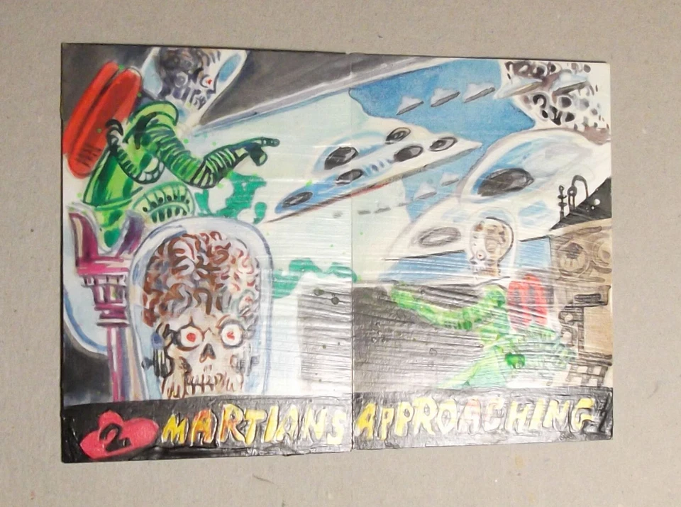 Mars Attacks Invasion 2 card puzzle Sketch Jason Atomic Martians Approaching - Image 3 of 4