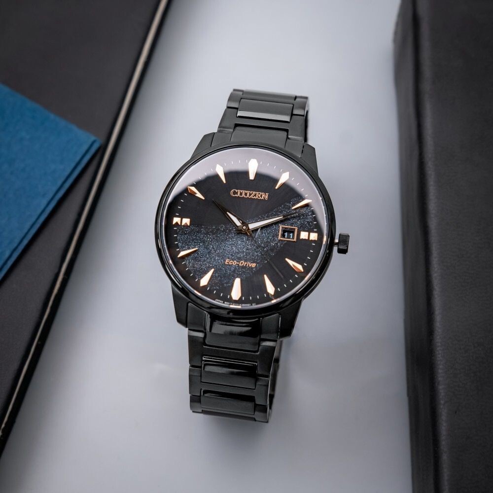 Citizen Eco-Drive Galaxy Black Dial Sapphire Men's Watch BM7595